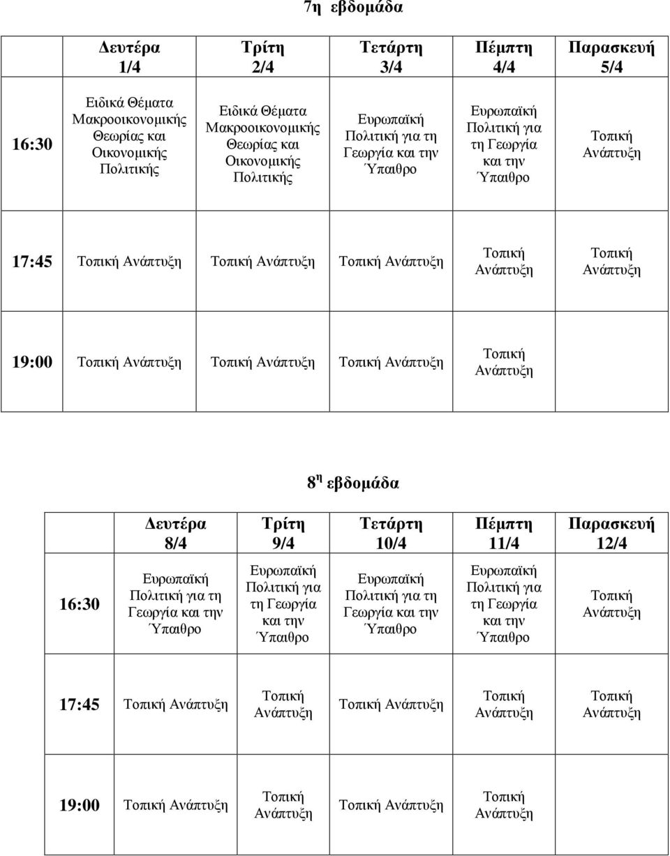 εβδομάδα 8/4 9/4 10/4 11/4 12/4 Πολιτική