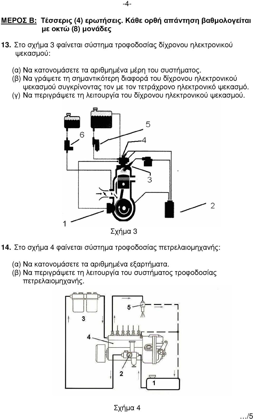 (β) Να γράψετε τη σηµαντικότερη διαφορά του δίχρονου ηλεκτρονικού ψεκασµού συγκρίνοντας τον µε τον τετράχρονο ηλεκτρονικό ψεκασµό.