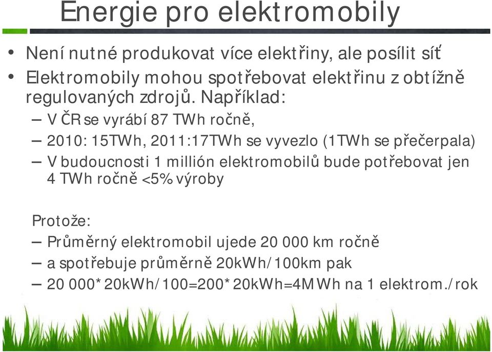 Napψνklad: V ΘR se vyrαbν 87 TWhroθnμ, 2010: 15TWh, 2011:17TWhse vyvezlo (1TWh se pψeθerpala) V budoucnosti 1