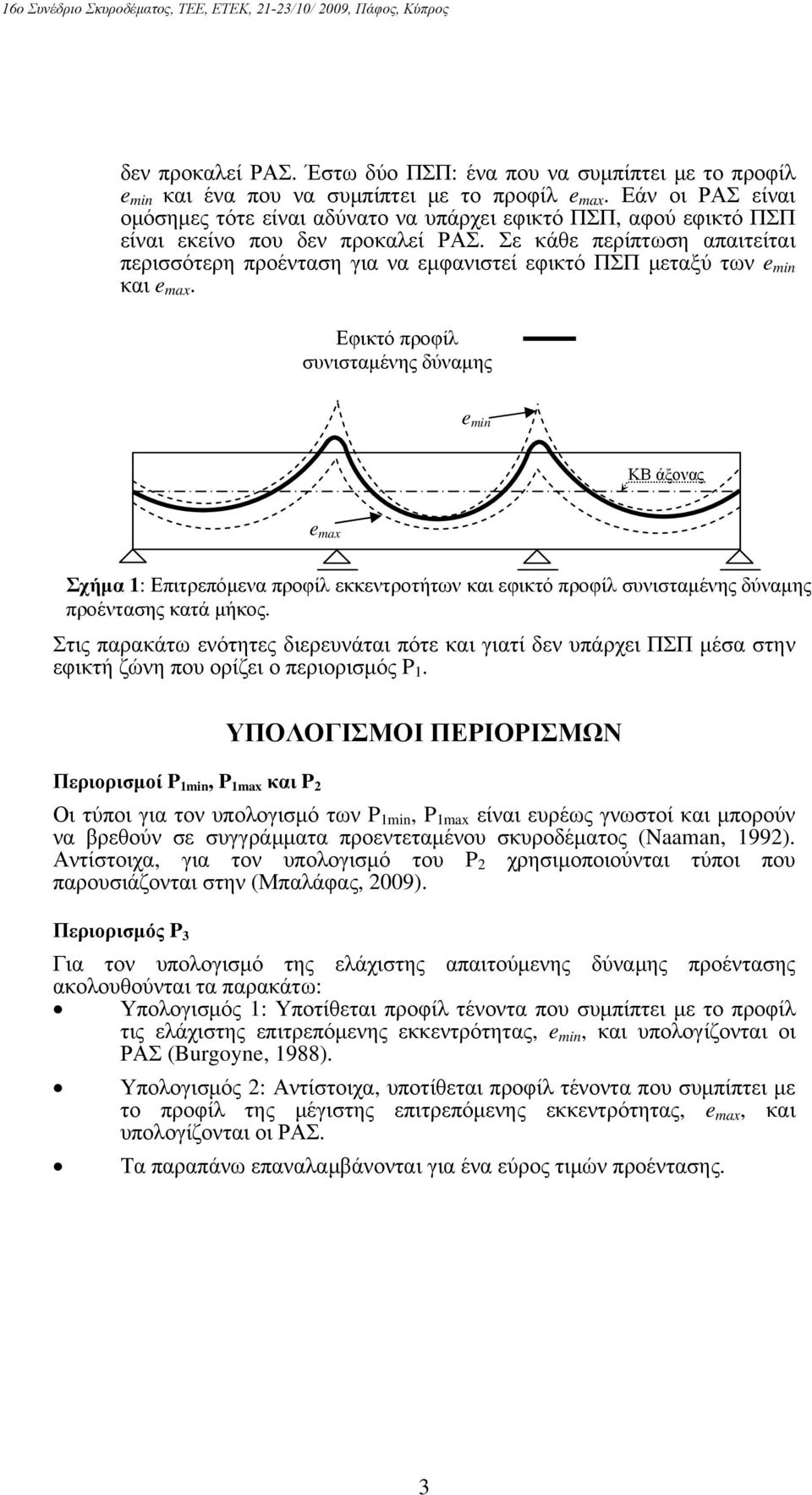 Σε κάθε περίπτωση απαιτείται περισσότερη προένταση για να εμφανιστεί εφικτό ΠΣΠ μεταξύ των e min και e max.