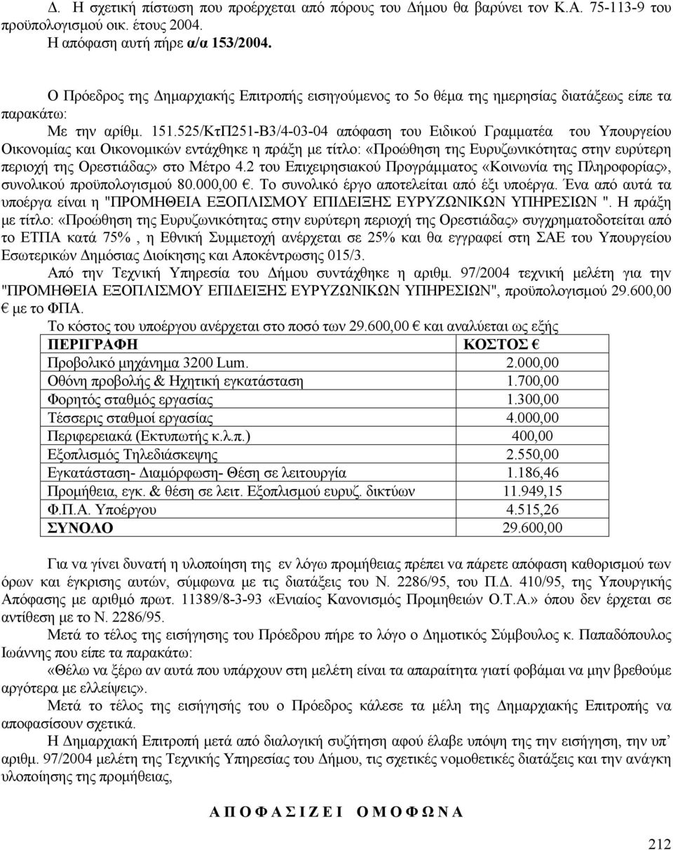 525/ΚτΠ251-Β3/4-03-04 απόφαση του Ειδικού Γραμματέα του Υπουργείου Οικονομίας και Οικονομικών εντάχθηκε η πράξη με τίτλο: «Προώθηση της Ευρυζωνικότητας στην ευρύτερη περιοχή της Ορεστιάδας» στο Μέτρο