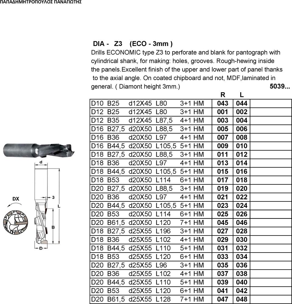 .. D10 B25 d12x45 L80 3+1 HM 043 044 D12 B25 d12x45 L80 3+1 HM 001 002 D12 B35 d12x45 L87,5 4+1 HM 003 004 D16 B27,5 d20x50 L88,5 3+1 HM 005 006 D16 B36 d20x50 L97 4+1 HM 007 008 D16 B44,5 d20x50