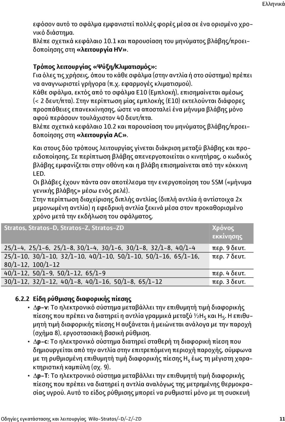 Κάθε σφάλμα, εκτός από το σφάλμα Ε10 (Εμπλοκή), επισημαίνεται αμέσως (< 2 δευτ/πτα).