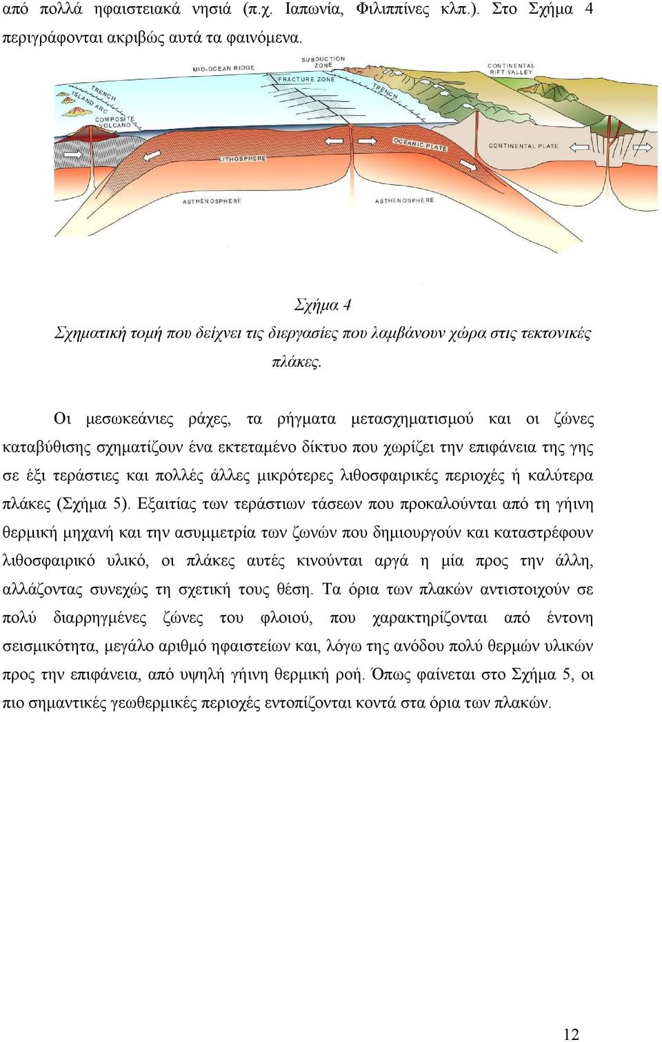 Οι μεσωκεάνιες ράχες, τα ρήγματα μετασχηματισμού και οι ζώνες καταβύθισης σχηματίζουν ένα εκτεταμένο δίκτυο που χωρίζει την επιφάνεια της γης σε έξι τεράστιες και πολλές άλλες μικρότερες