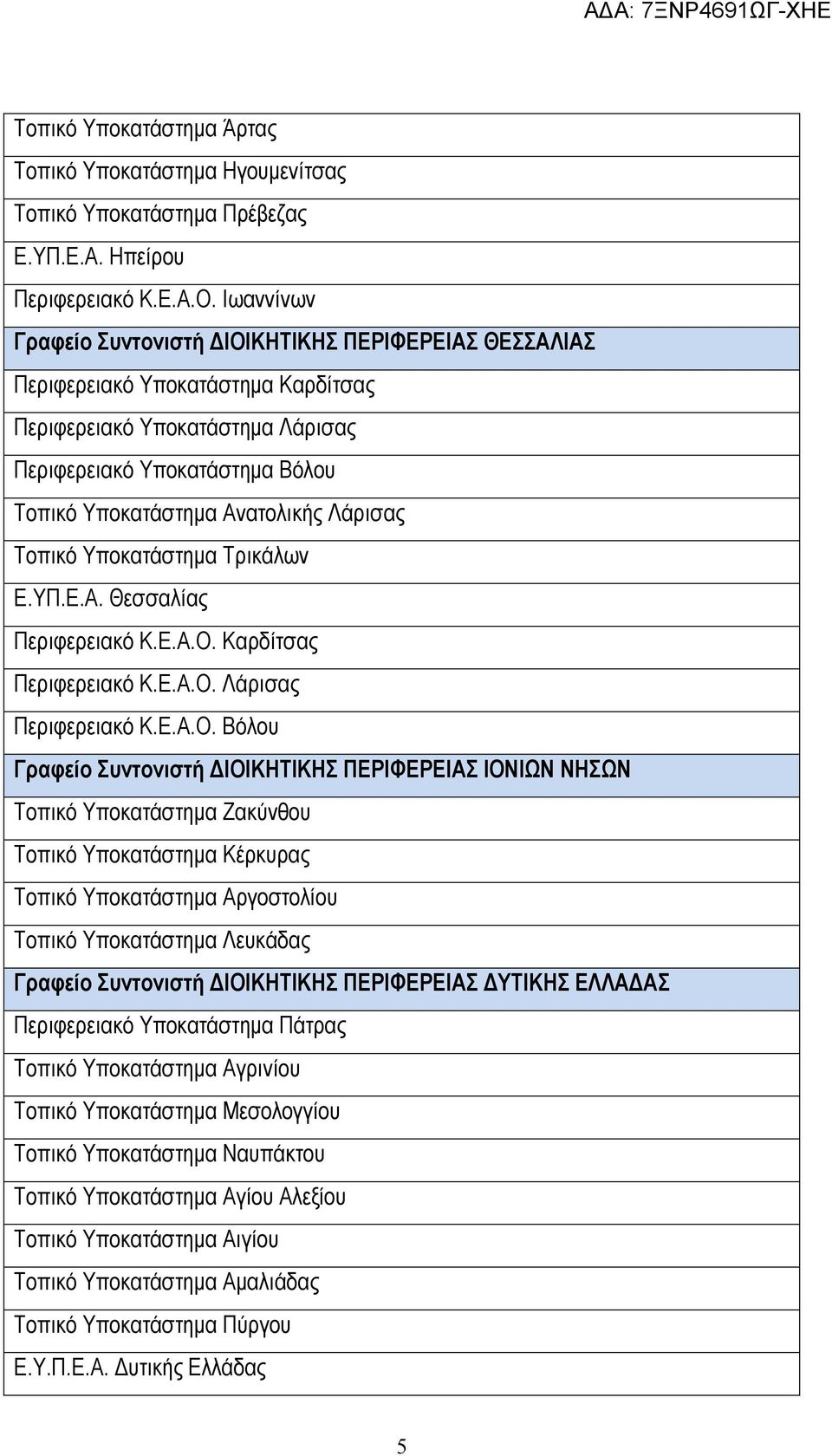 Λάρισας Τοπικό Υποκατάστηµα Τρικάλων Ε.ΥΠ.Ε.Α. Θεσσαλίας Περιφερειακό Κ.Ε.Α.Ο.