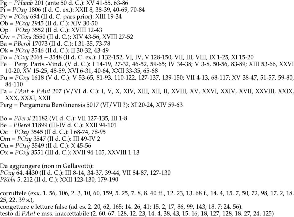 ): I 132-152, VI, IV, V 128-150, VII, III, VIII, IX 1-25, XI 15-20 Pe = Perg. Paris.-Vind. (V d. C.