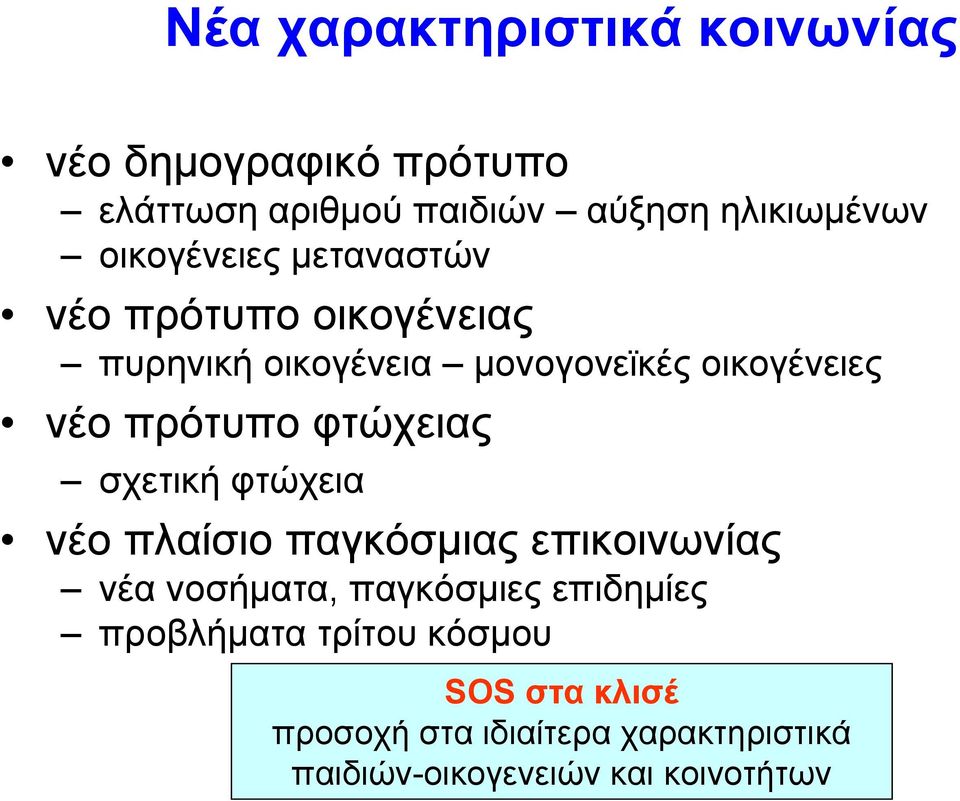 πρότυπο φτώχειας σχετική φτώχεια νέο πλαίσιο παγκόσμιας επικοινωνίας νέα νοσήματα, παγκόσμιες