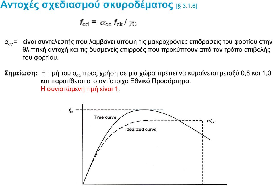 θλιπτική αντοχή και τις δυσμενείς επιρροές που προκύπτουν από τον τρόπο επιβολής του φορτίου.