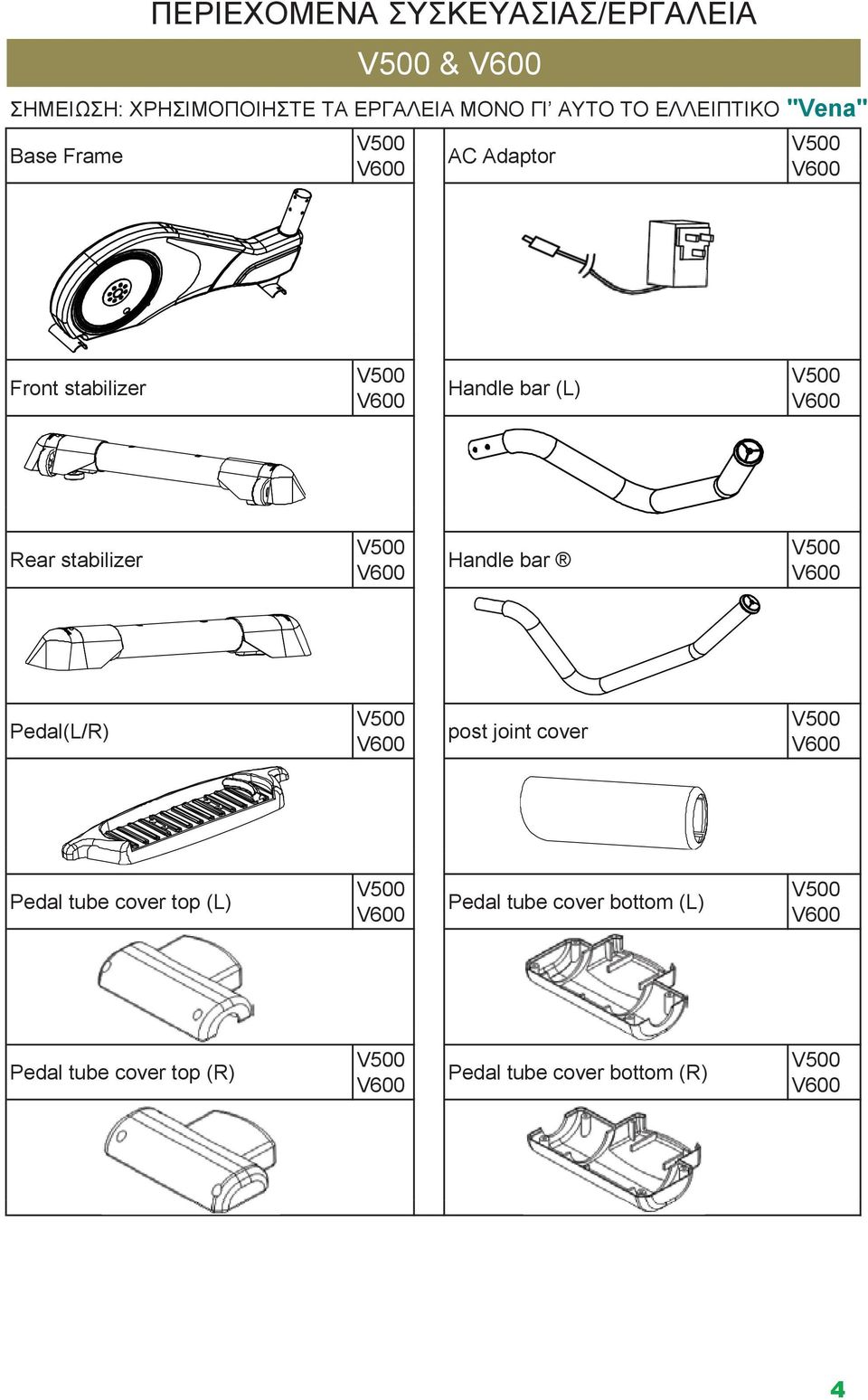 Rear stabilizer Handle bar Pedal(L/R) post joint cover Pedal tube cover top (L)