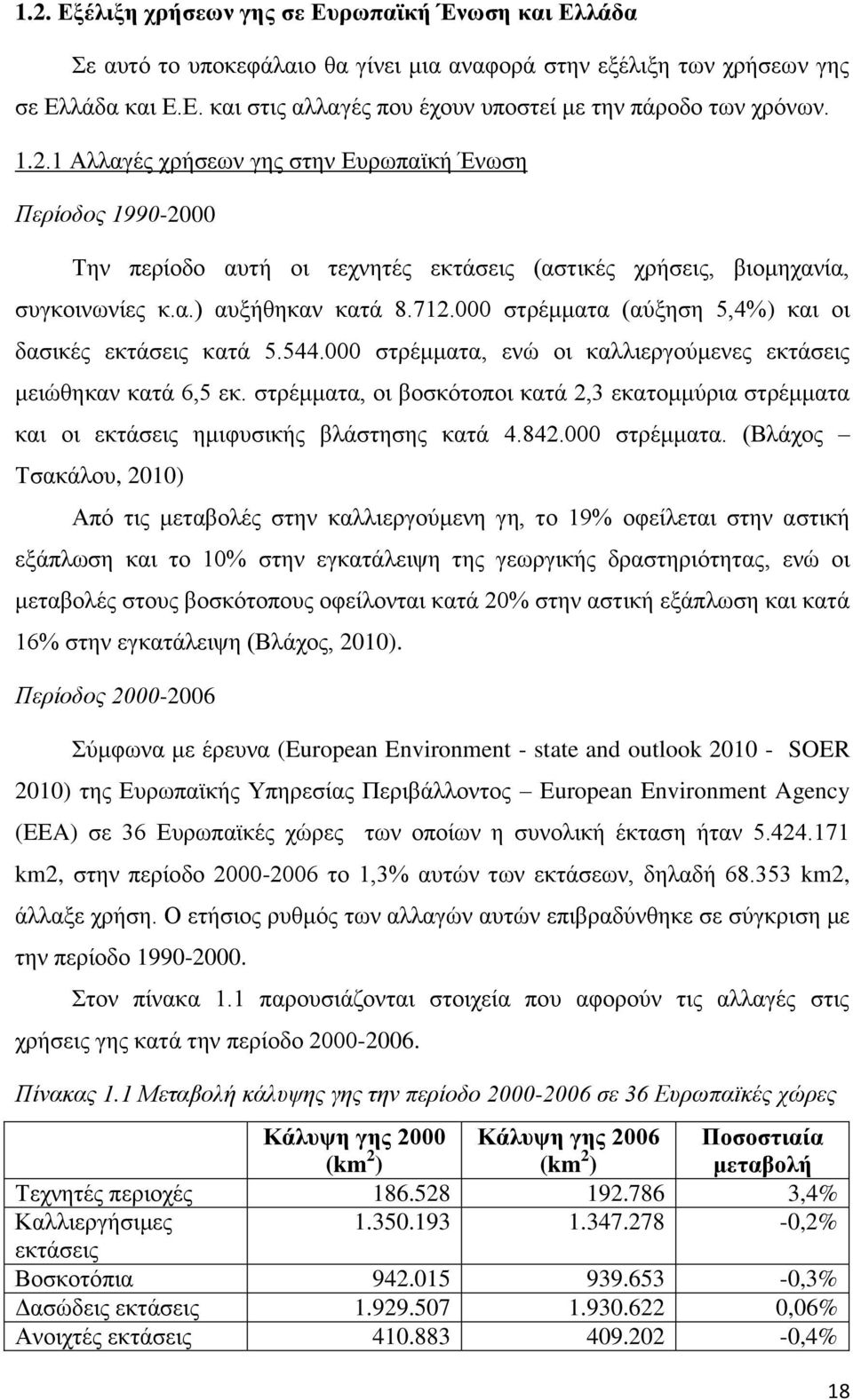 000 στρέμματα (αύξηση 5,4%) και οι δασικές εκτάσεις κατά 5.544.000 στρέμματα, ενώ οι καλλιεργούμενες εκτάσεις μειώθηκαν κατά 6,5 εκ.