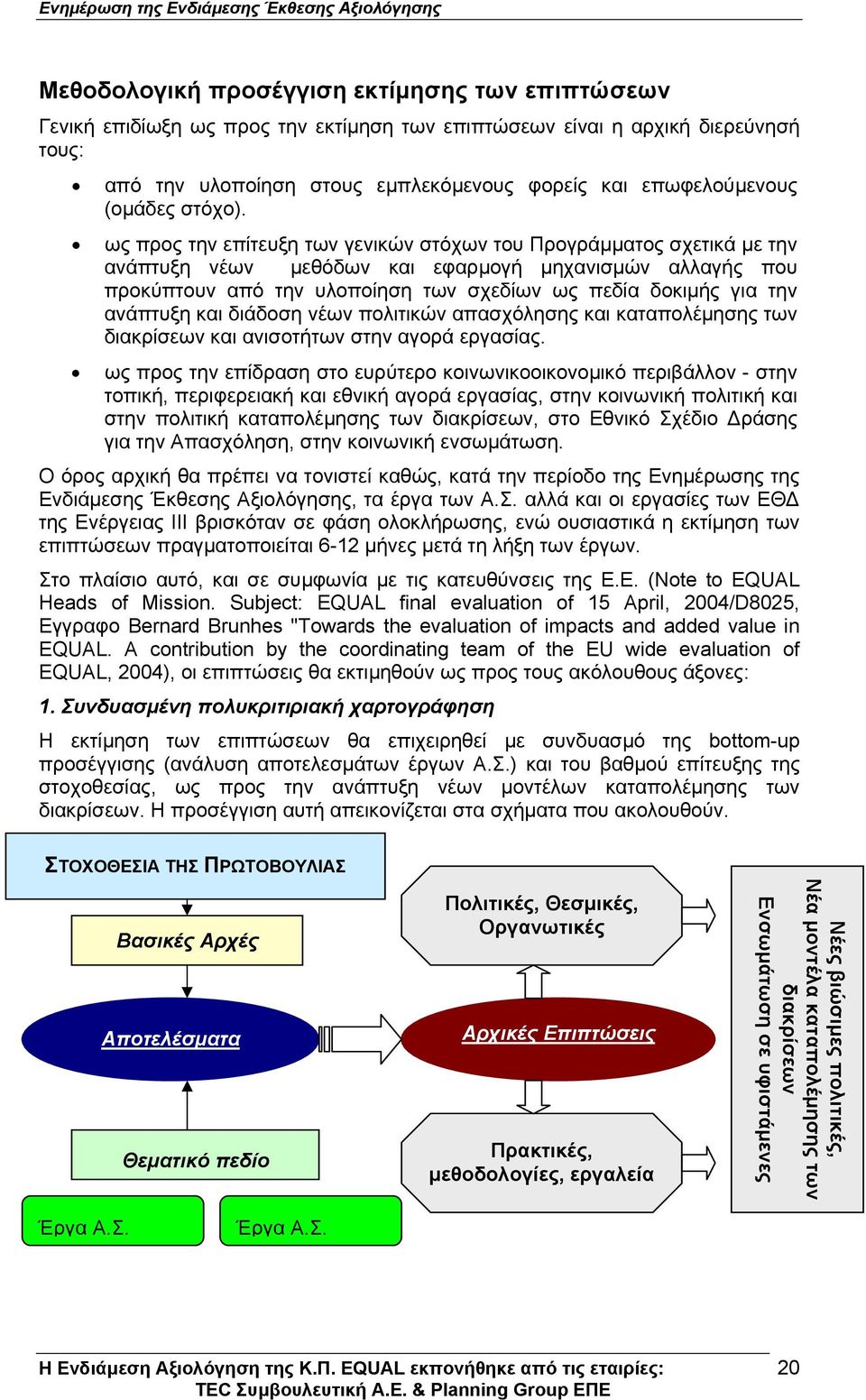 ως προς την επίτευξη των γενικών στόχων του Προγράµµατος σχετικά µε την ανάπτυξη νέων µεθόδων και εφαρµογή µηχανισµών αλλαγής που προκύπτουν από την υλοποίηση των σχεδίων ως πεδία δοκιµής για την