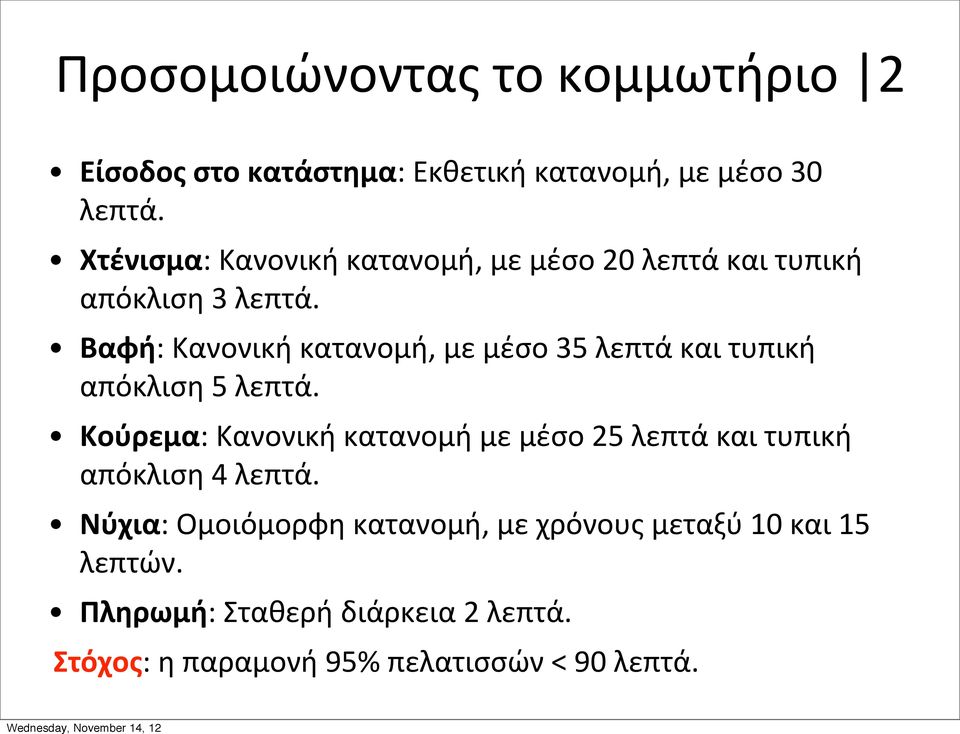 Βαφή: Κανονική κατανομή, με μέσο 35 λεπτά και τυπική απόκλιση 5 λεπτά.