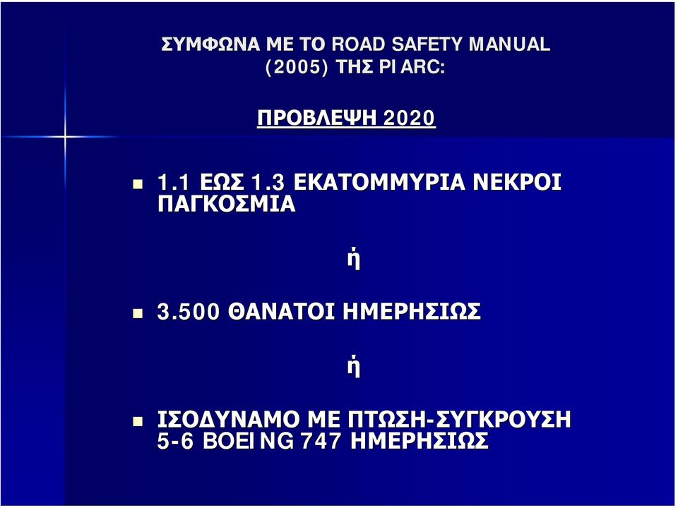 3 ΕΚΑΤΟΜΜΥΡΙΑ ΝΕΚΡΟΙ ΠΑΓΚΟΣΜΙΑ 3.