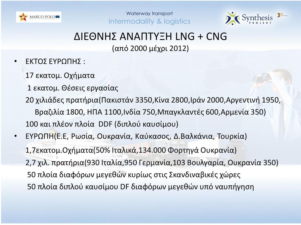 1800, ΗΠΑ 1100,Ινδία 750,Μπαγκλαντζσ 600,Αρμενία 350) 100 και πλζον πλοία DDF (διπλοφ καυςίμου) ΕΤΡΩΠΗ(Ε.Ε, Ρωςία, Ουκρανία, Καφκαςοσ, Δ.
