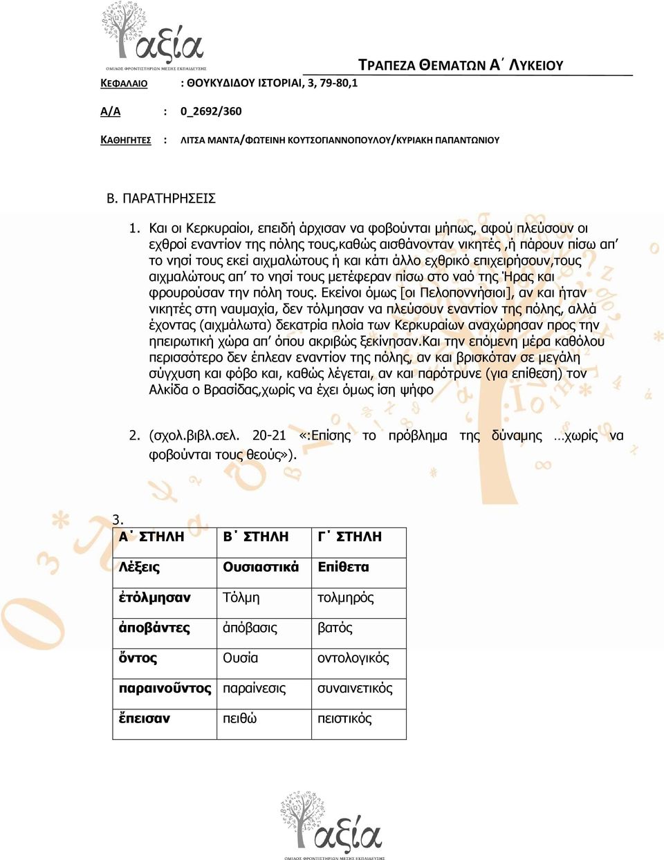 επηρεηξήζνπλ,ηνπο αηρκαιώηνπο απ ην λεζί ηνπο κεηέθεξαλ πίζσ ζην λαό ηεο Ήξαο θαη θξνπξνύζαλ ηελ πόιε ηνπο.