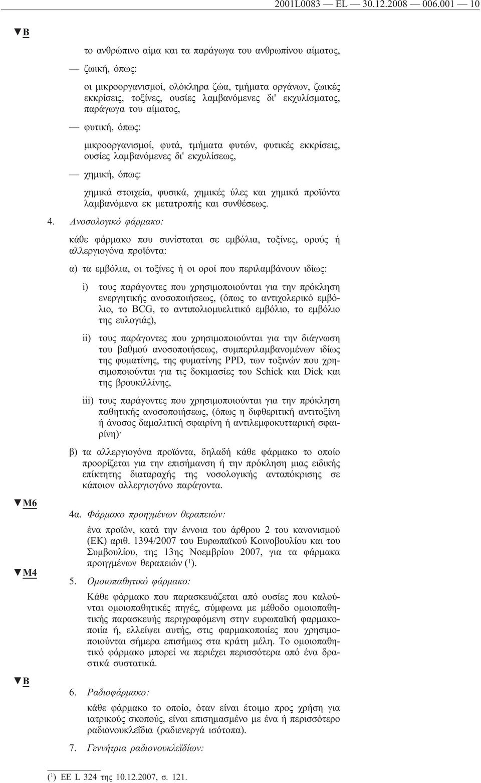 παράγωγα του αίματος, φυτική, όπως: μικροοργανισμοί, φυτά, τμήματα φυτών, φυτικές εκκρίσεις, ουσίες λαμβανόμενες δι' εκχυλίσεως, χημική, όπως: χημικά στοιχεία, φυσικά, χημικές ύλες και χημικά