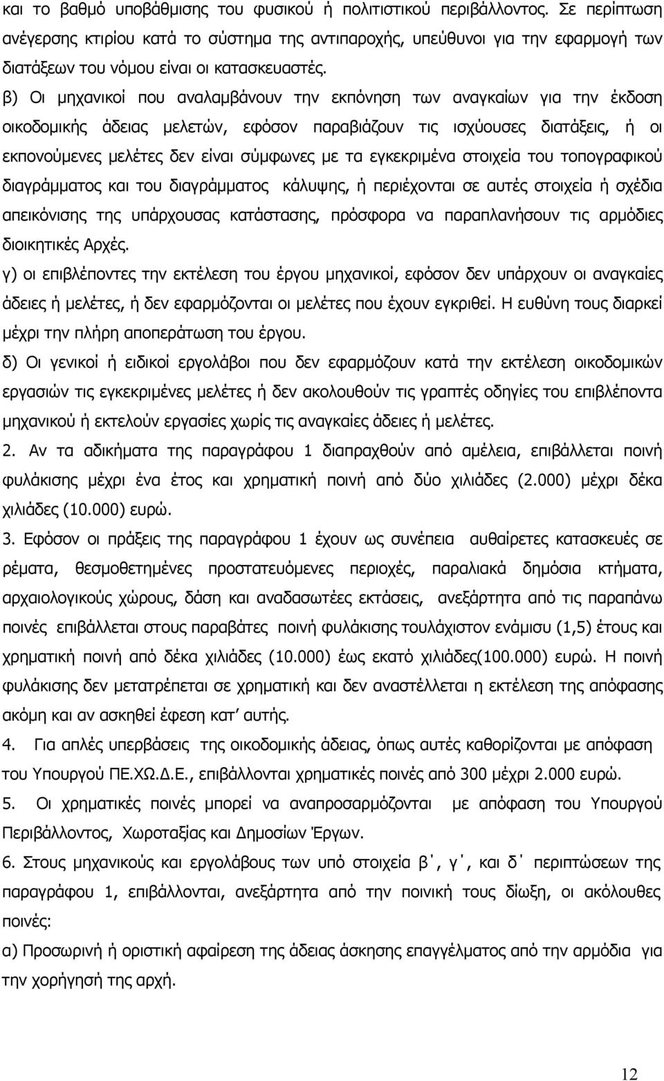 β) Οι μηχανικοί που αναλαμβάνουν την εκπόνηση των αναγκαίων για την έκδοση οικοδομικής άδειας μελετών, εφόσον παραβιάζουν τις ισχύουσες διατάξεις, ή οι εκπονούμενες μελέτες δεν είναι σύμφωνες με τα