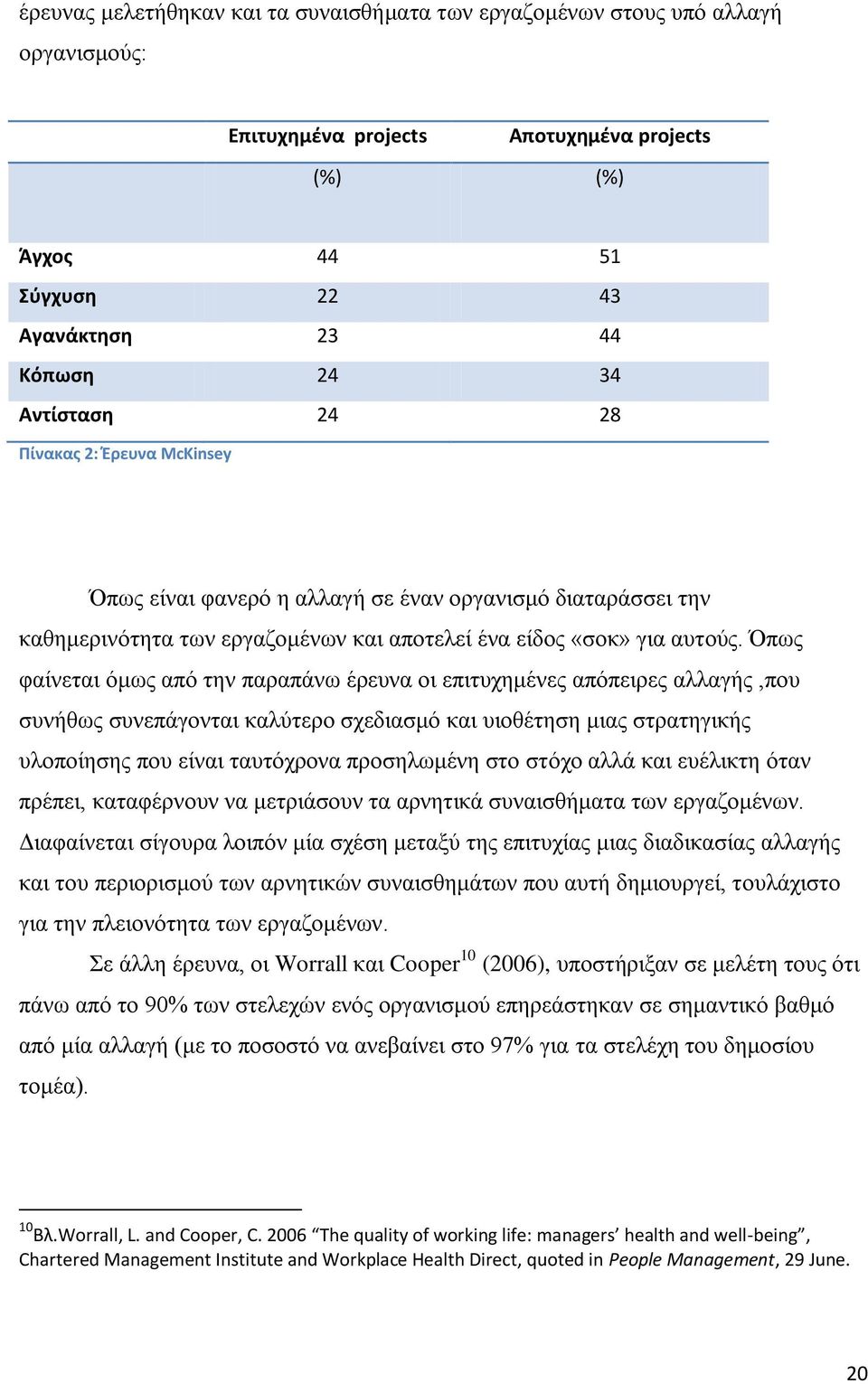 Όπσο θαίλεηαη φκσο απφ ηελ παξαπάλσ έξεπλα νη επηηπρεκέλεο απφπεηξεο αιιαγήο,πνπ ζπλήζσο ζπλεπάγνληαη θαιχηεξν ζρεδηαζκφ θαη πηνζέηεζε κηαο ζηξαηεγηθήο πινπνίεζεο πνπ είλαη ηαπηφρξνλα πξνζεισκέλε ζην