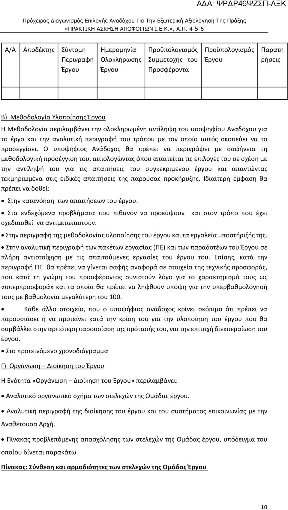 Ο υποψήφιος Ανάδοχος θα πρέπει να περιγράψει με σαφήνεια τη μεθοδολογική προσέγγισή του, αιτιολογώντας όπου απαιτείται τις επιλογές του σε σχέση με την αντίληψή του για τις απαιτήσεις του