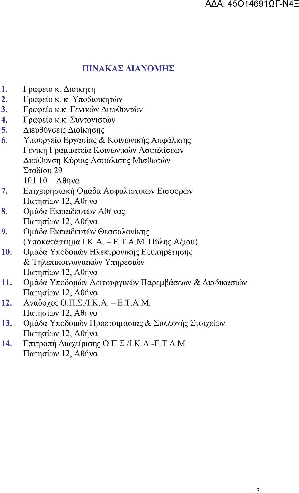 Επιχειρησιακή Ομάδα Ασφαλιστικών Εισφορών 8. Ομάδα Εκπαιδευτών Αθήνας 9. Ομάδα Εκπαιδευτών Θεσσαλονίκης (Υποκατάστημα Ι.Κ.Α. Ε.Τ.Α.Μ. Πύλης Αξιού) 10.