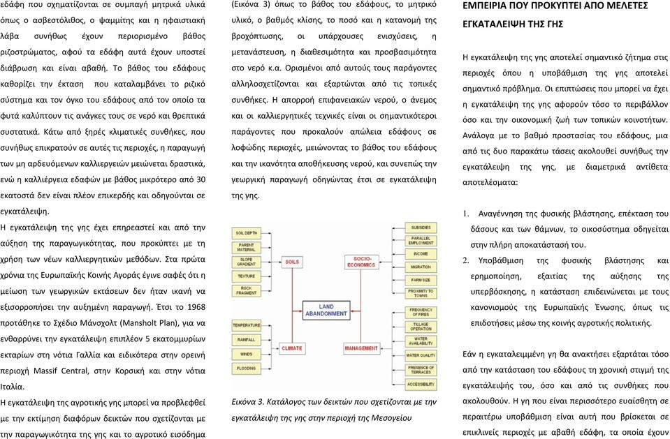 Κάτω από ξηρές κλιματικές συνθήκες, που συνήθως επικρατούν σε αυτές τις περιοχές, η παραγωγή των μη αρδευόμενων καλλιεργειών μειώνεται δραστικά, ενώ η καλλιέργεια εδαφών με βάθος μικρότερο από 30