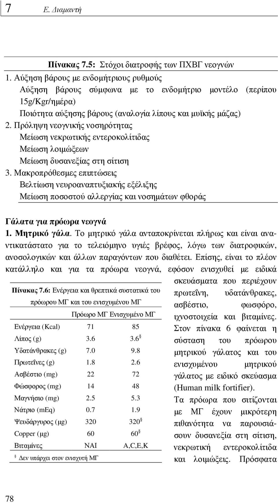 Πρόληψη νεογνικής νοσηρότητας Μείωση νεκρωτικής εντεροκολίτιδας Μείωση λοιµώξεων Μείωση δυσανεξίας στη σίτιση 3.