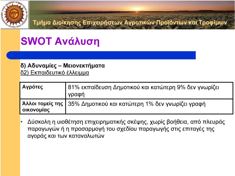 κατώτερη 1% δεν γνωρίζει γραφή ύσκολη η υιοθέτηση επιχειρηµατικής σκέψης, χωρίς βοήθεια, από