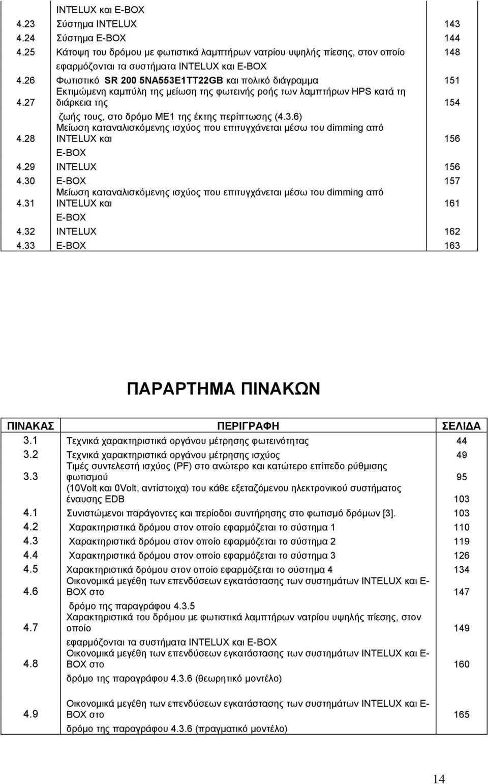 και πολικό διάγραμμα Εκτιμώμενη καμπύλη της μείωση της φωτεινής ροής των λαμπτήρων ΗPS κατά τη διάρκεια της ζωής τους, στο δρόμο ΜΕ1 της έκτης περίπτωσης (4.3.