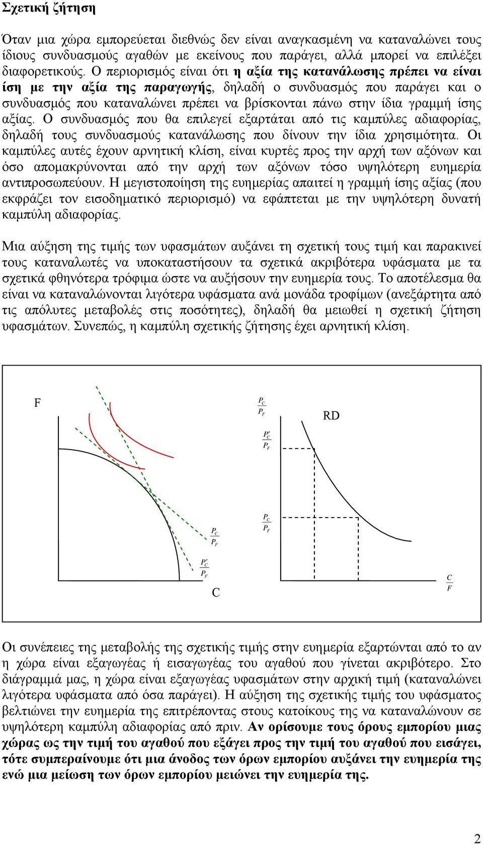 γραμμή ίσης αξίας. Ο συνδυασμός που θα επιλεγεί εξαρτάται από τις καμπύλες αδιαφορίας, δηλαδή τους συνδυασμούς κατανάλωσης που δίνουν την ίδια χρησιμότητα.