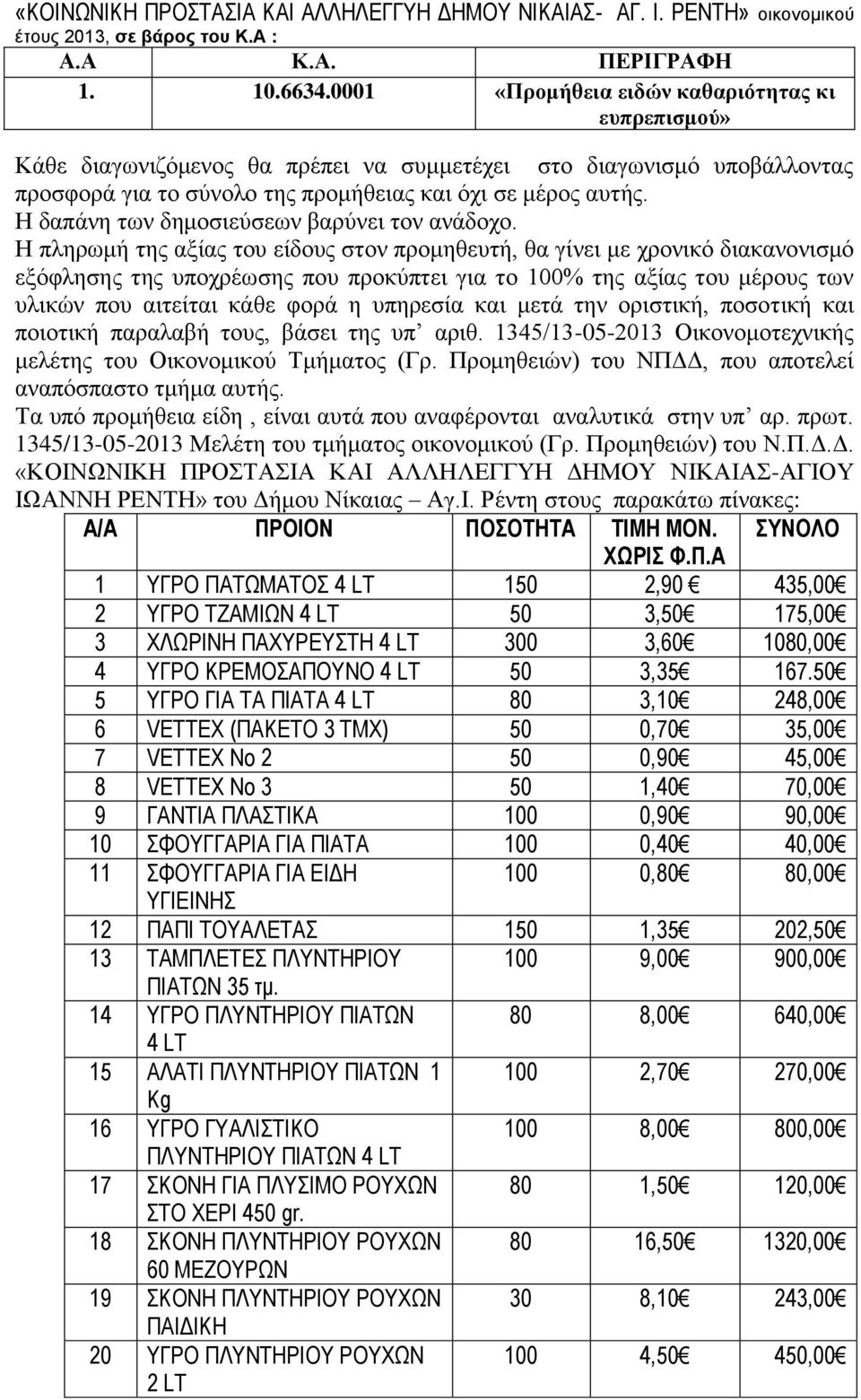 Η δαπάνη των δημοσιεύσεων βαρύνει τον ανάδοχο.