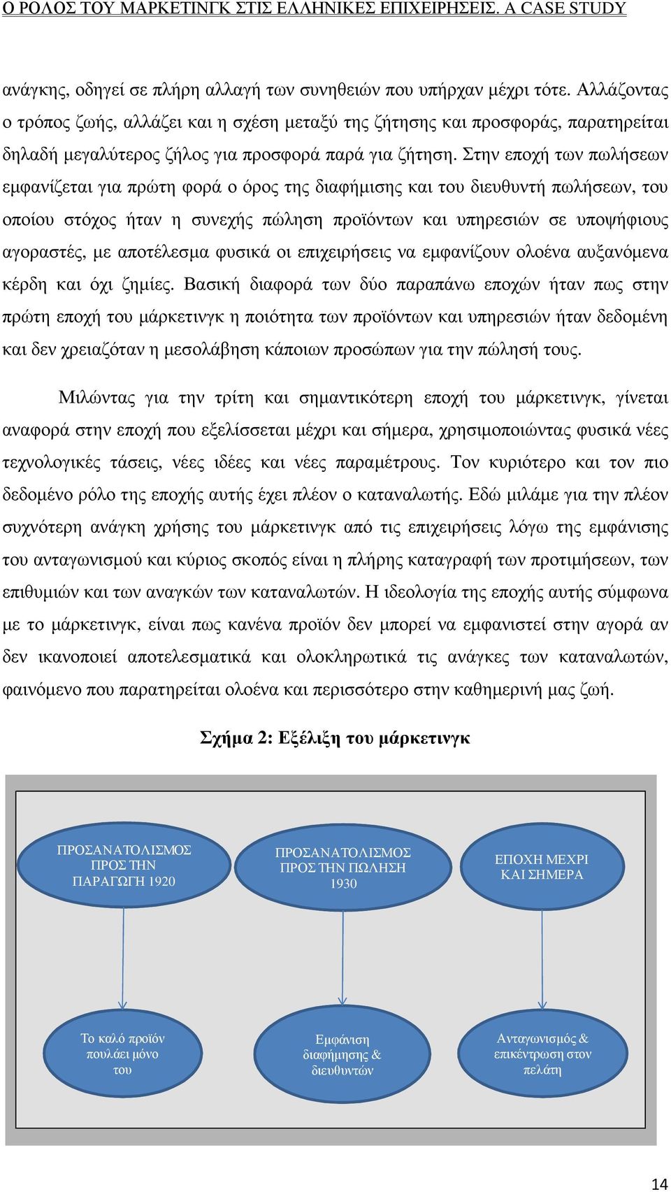 Στην εποχή των πωλήσεων εµφανίζεται για πρώτη φορά ο όρος της διαφήµισης και του διευθυντή πωλήσεων, του οποίου στόχος ήταν η συνεχής πώληση προϊόντων και υπηρεσιών σε υποψήφιους αγοραστές, µε