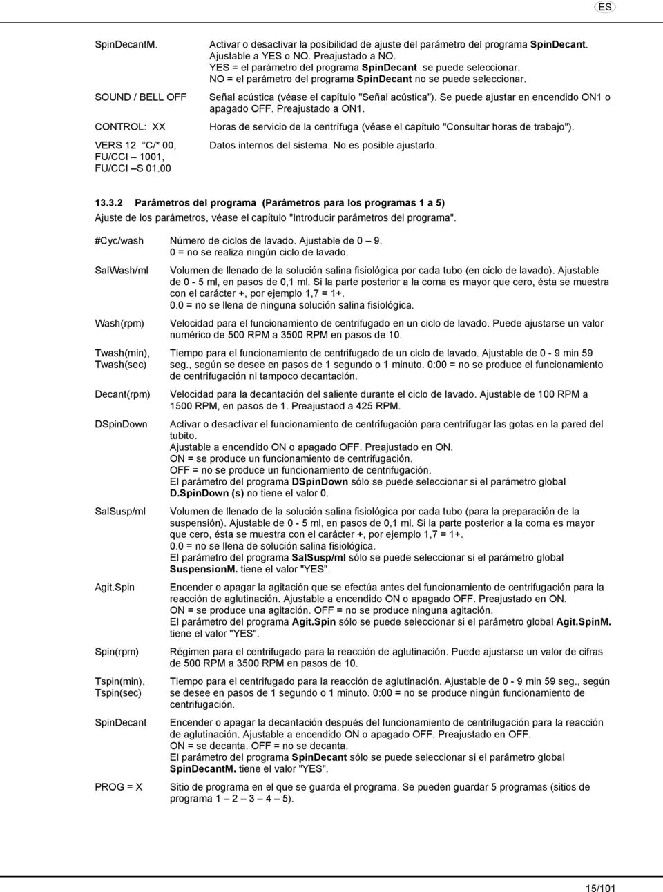 Señal acústica (véase el capítulo "Señal acústica"). Se puede ajustar en encendido ON1 o apagado OFF. Preajustado a ON1.