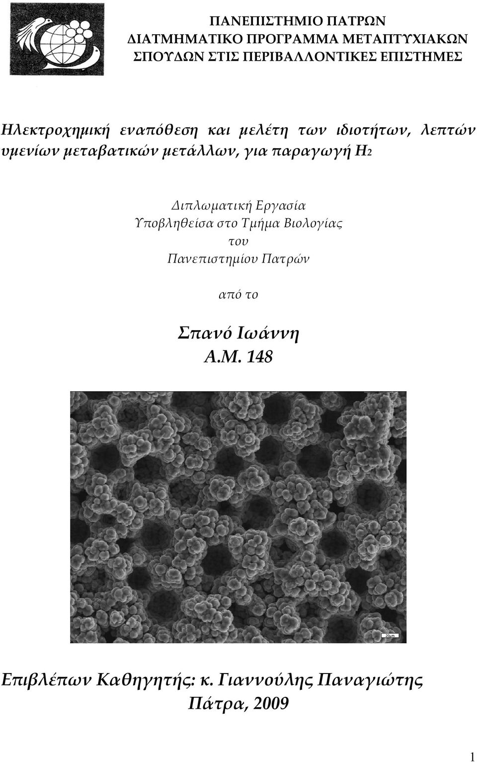 μετάλλων, για παραγωγή H2 Διπλωματική Εργασία Υποβληθείσα στο Τμήμα Βιολογίας του