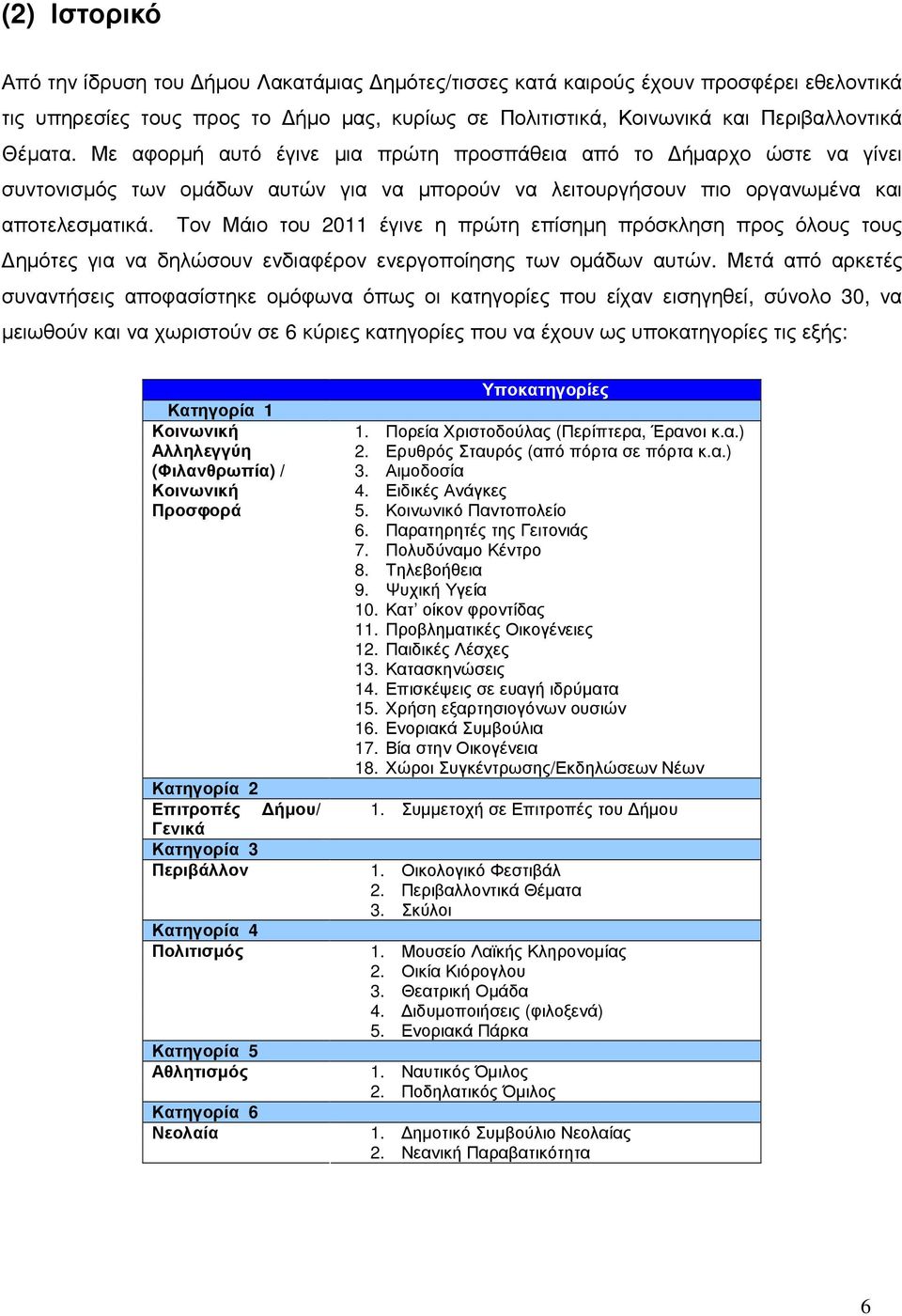 Τον Μάιο του 2011 έγινε η πρώτη επίσηµη πρόσκληση προς όλους τους ηµότες για να δηλώσουν ενδιαφέρον ενεργοποίησης των οµάδων αυτών.