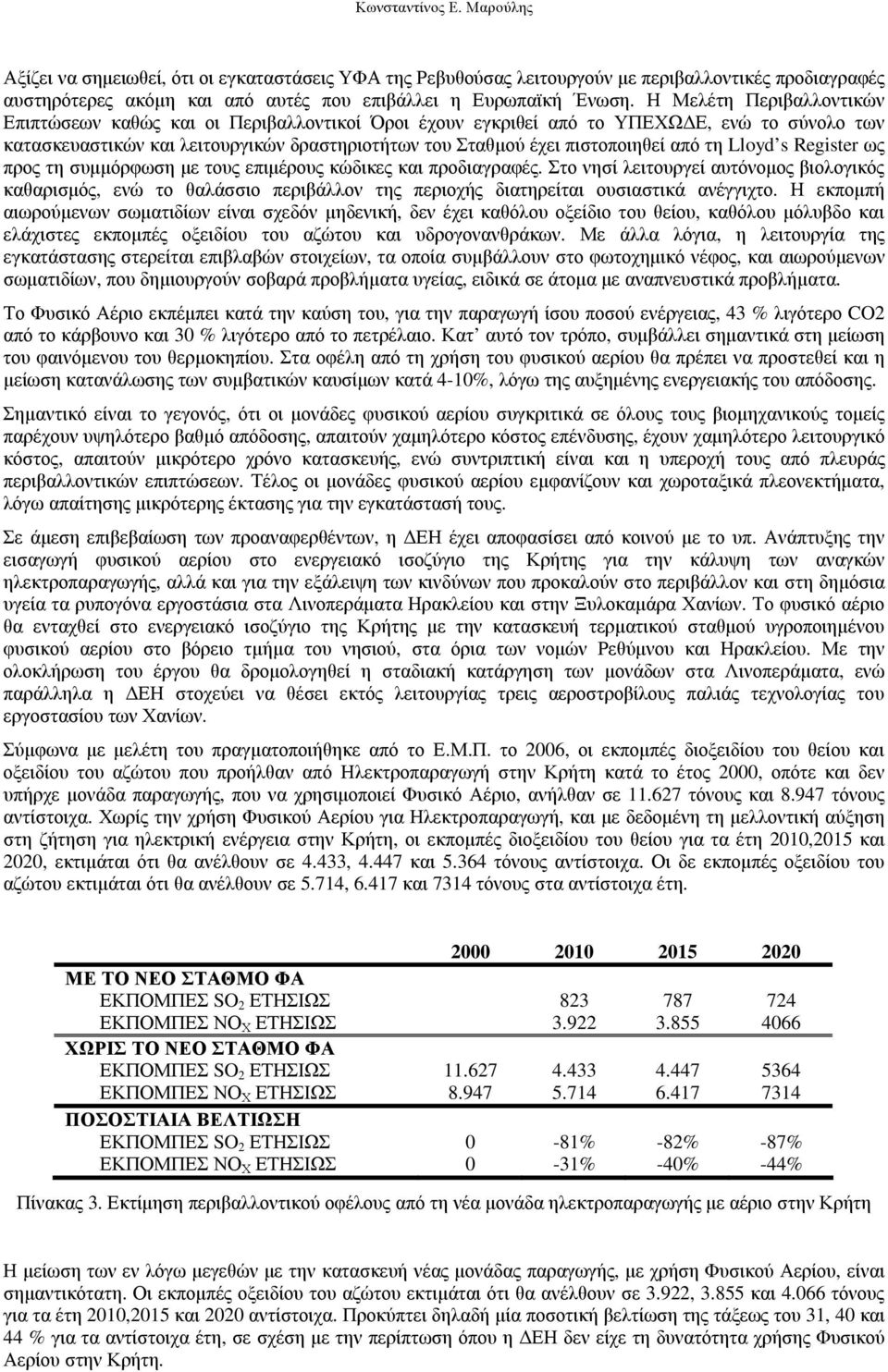 από τη Lloyd s Register ως προς τη συµµόρφωση µε τους επιµέρους κώδικες και προδιαγραφές.