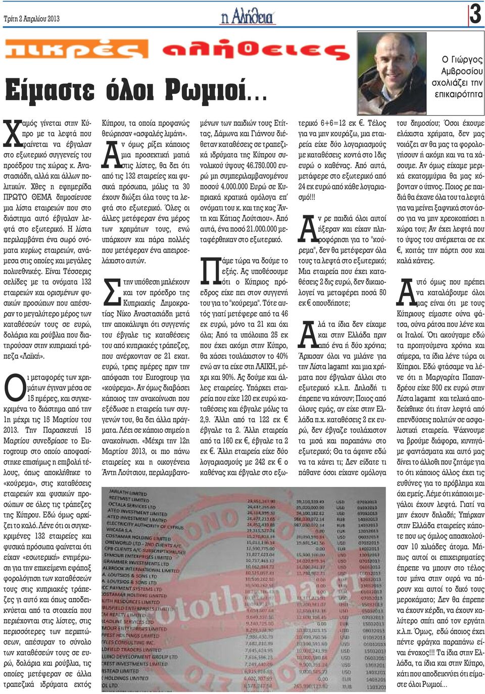 Η λίστα περιλαμβάνει ένα σωρό ονόματα κυρίως εταιρειών, ανάμεσα στις οποίες και μεγάλες πολυεθνικές.
