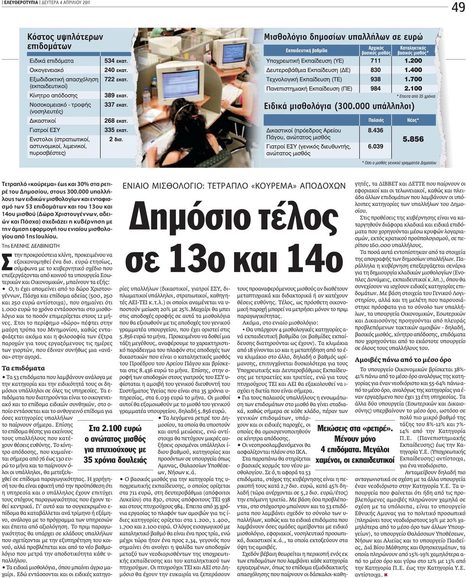Á Ô applefi 1Ë πô Ï Ô. TË E ENH E BINIøTH την προκρούστεια κλίνη, προκειμένου να εξοικονομηθεί ένα δισ.