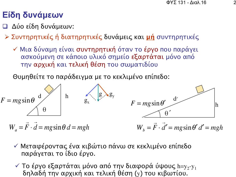 mgsn g x F = mgsn " θ h g g y ΦΥΣ 131 - Διαλ.