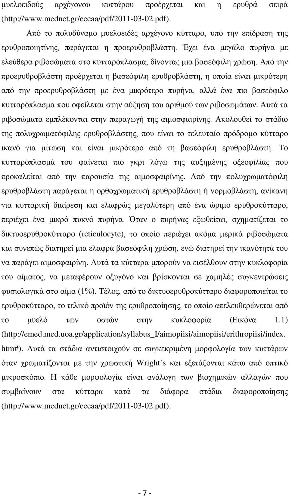 Έχει ένα μεγάλο πυρήνα με ελεύθερα ριβοσώματα στο κυτταρόπλασμα, δίνοντας μια βασεόφιλη χρώση.