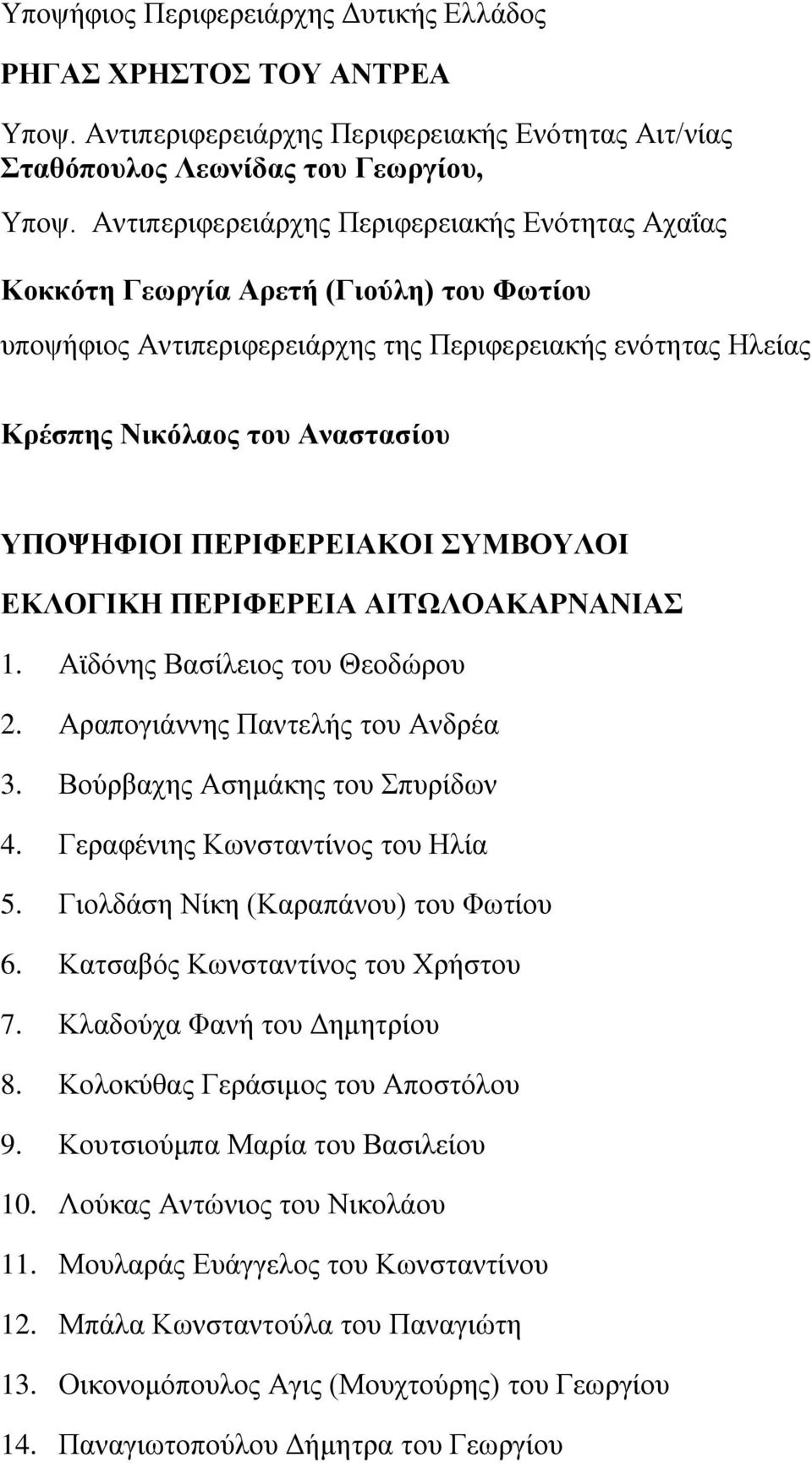 ΠΔΡΗΦΔΡΔΗΑΚΟΗ ΤΜΒΟΤΛΟΗ ΔΚΛΟΓΗΚΖ ΠΔΡΗΦΔΡΔΗΑ ΑΗΣΧΛΟΑΚΑΡΝΑΝΗΑ 1. Ατδόλεο Βαζέιεηνο ηνπ Θενδώξνπ 2. ΑξαπνγηΪλλεο Παληειάο ηνπ ΑλδξΫα 3. Βνύξβαρεο ΑζεκΪθεο ηνπ ππξέδσλ 4.