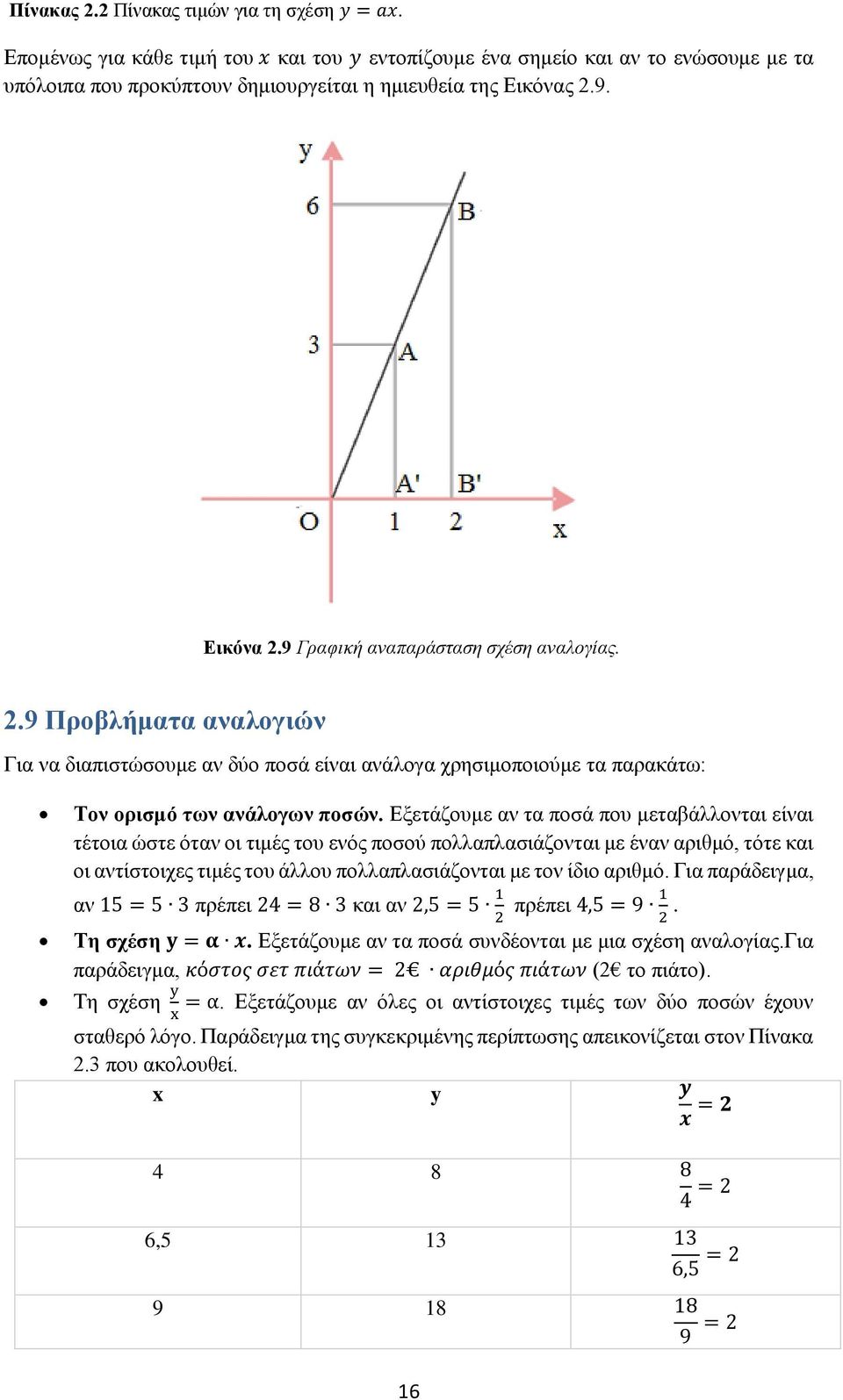Εξετάζουμε αν τα ποσά που μεταβάλλονται είναι τέτοια ώστε όταν οι τιμές του ενός ποσού πολλαπλασιάζονται με έναν αριθμό, τότε και οι αντίστοιχες τιμές του άλλου πολλαπλασιάζονται με τον ίδιο αριθμό.