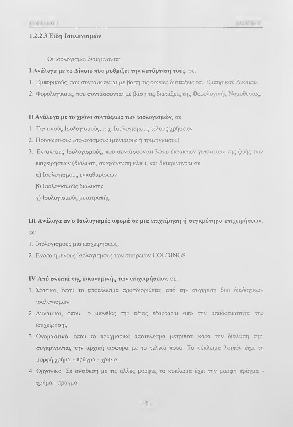 2. Προσωρινούς Ισολογισμούς (μηνιαίους ή τριμηνιαίους). 3.