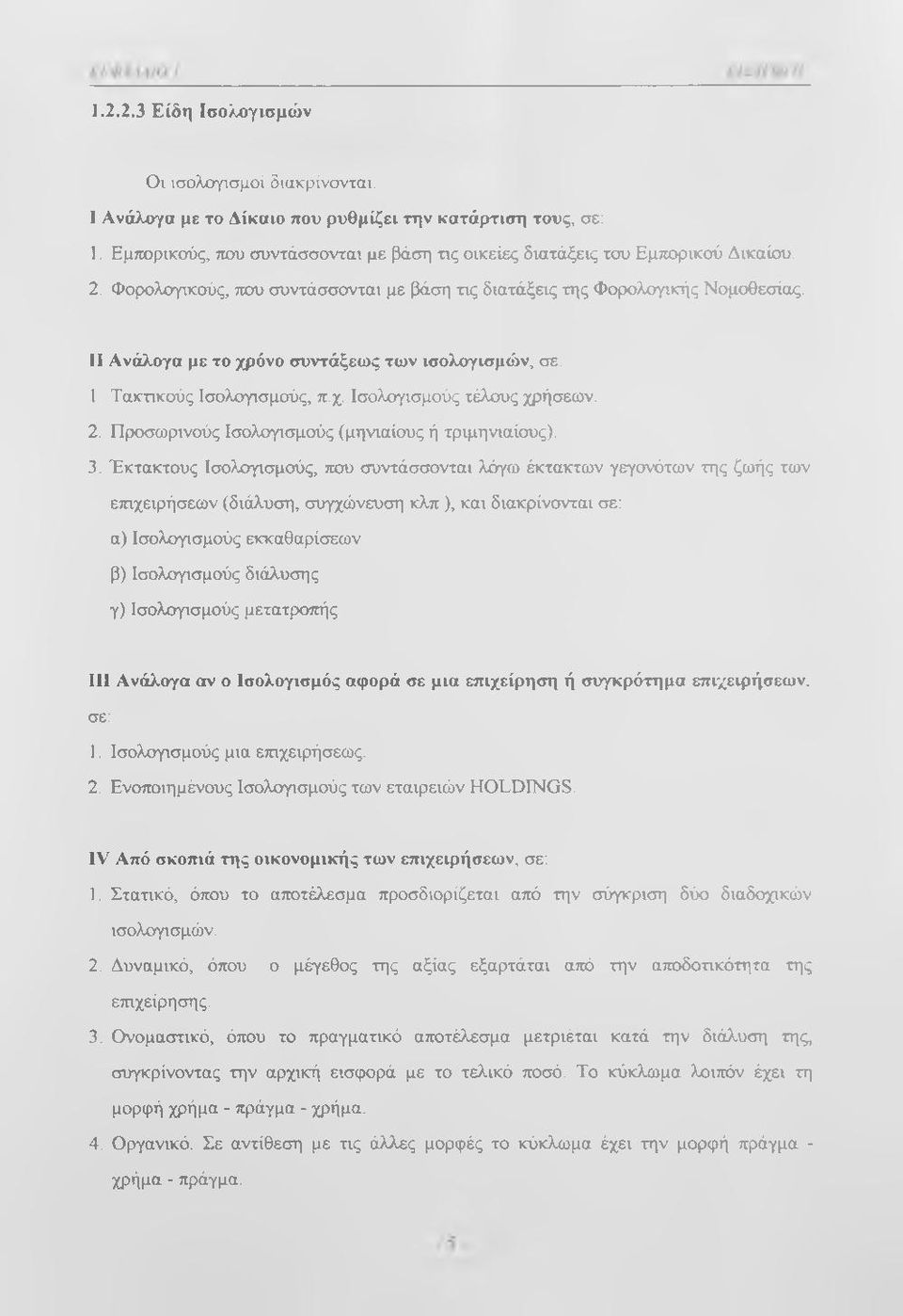 2. Προσωρινούς Ισολογισμούς (μηνιαίους ή τριμηνιαίους). 3.