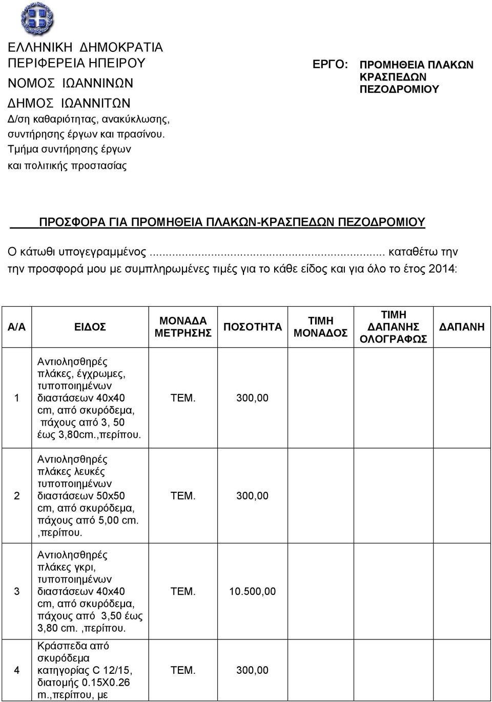 1 2 3 4 Αντιολησθηρές πλάκες, έγχρωμες, τυποποιημένων διαστάσεων 40x40 cm, από σκυρόδεμα, πάχους από 3, 50 έως 3,80cm.,περίπου.