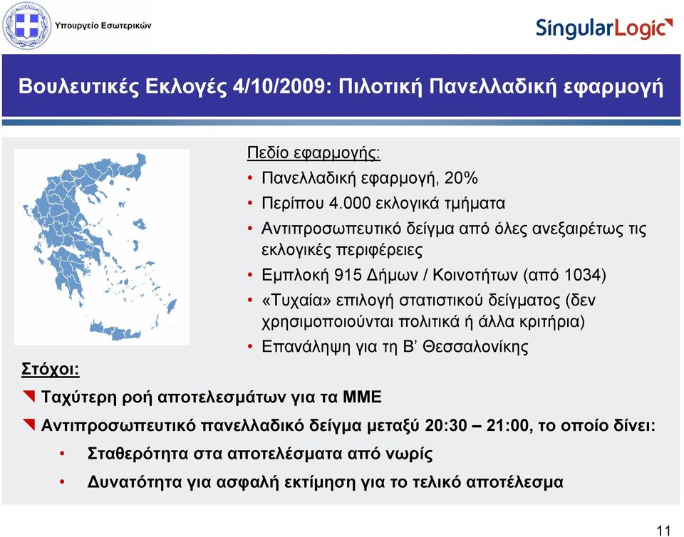 επιλογή στατιστικού δείγματος (δεν χρησιμοποιούνται πολιτικά ή άλλα κριτήρια) Επανάληψη για τη Β Θεσσαλονίκης Στόχοι: Ταχύτερη ροή αποτελεσμάτων