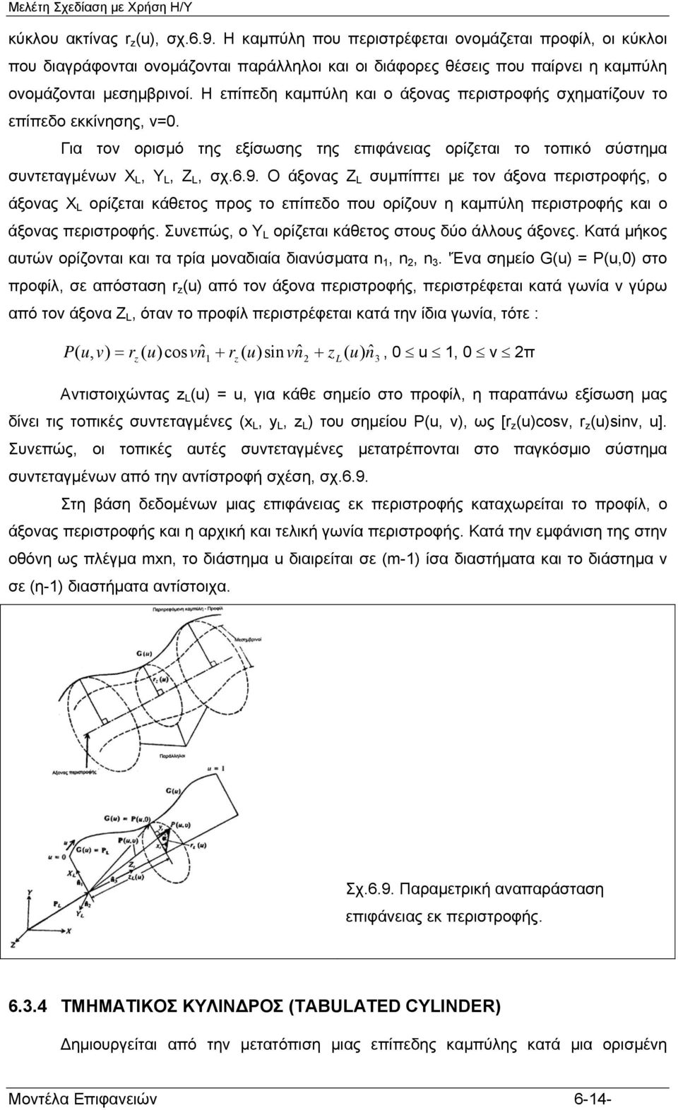 Ο άξονας Z L συμπίπτει με τον άξονα περιστροφής ο άξονας X L ορίζεται κάθετος προς το επίπεδο που ορίζουν η καμπύλη περιστροφής και ο άξονας περιστροφής.
