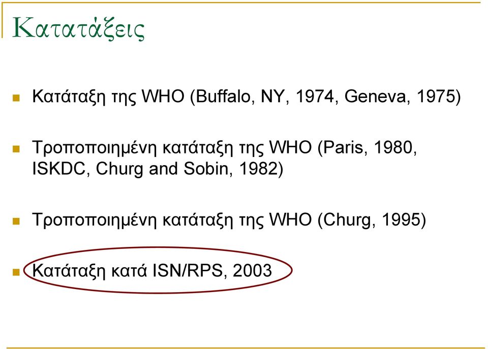 1980, ISKDC, Churg and Sobin, 1982) Τροποποιημένη