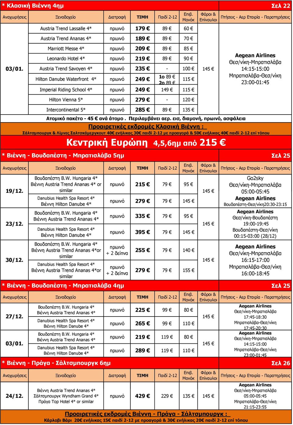 Intercontinental 5* πρωινό 285 89 135 Ατομικό πακέτο - 45 ανά άτομο. Περιλαμβάνει αερ.