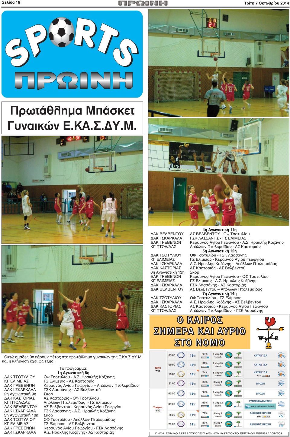 ΣΚΑΡΚΑΛΑ ΔΑΚ ΚΑΣΤΟΡΙΑΣ ΚΓ ΠΤΟΛ/ΔΑΣ 4η Αγωνιστική 11η ΑΣ ΒΕΛΒΕΝΤΟΥ - ΟΦ Τσοτυλίου ΓΣΚ ΛΑΣΣΑΝΗΣ - ΓΣ ΕΛΙΜΕΙΑΣ Κεραυνός Αγίου Γεωργίου - Α.Σ. Ηρακλής Κοζάνης Απόλλων Πτολεμαΐδας - ΑΣ Καστοριάς 5η Αγωνιστική 12η ΟΦ Τσοτυλίου - ΓΣΚ Λασσάνης ΓΣ Ελίμειας - Κεραυνός Αγίου Γεωργίου Α.
