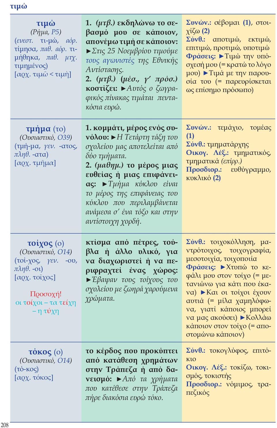 ) εκδηλώνω το σεβασμό μου σε κάποιον, απονέμω τιμή σε κάποιον: Στις 25 Νοεμβρίου τιμούμε τους αγωνιστές της Εθνικής Αντίστασης. 2. (μτβ.) (μέσ., γ πρόσ.